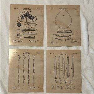 Vintage Knitting Tools Art Prints Set